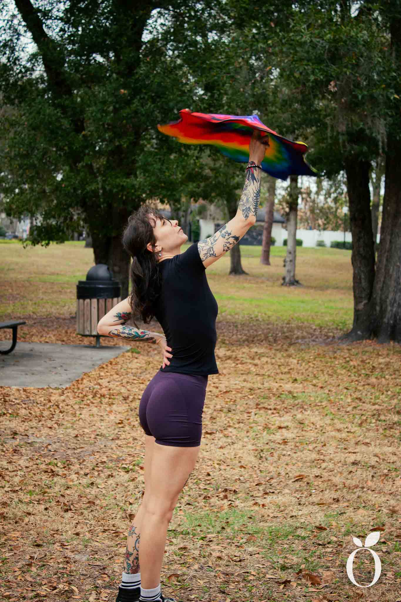 Participants learning flow arts at Orlando Flows community meetup