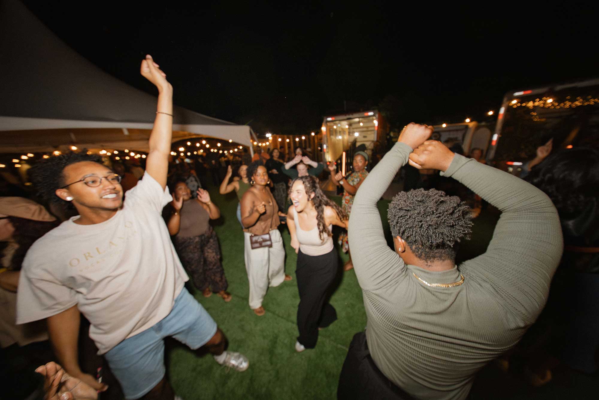 People dance to live music at Interstruct Connect event in Parramore
